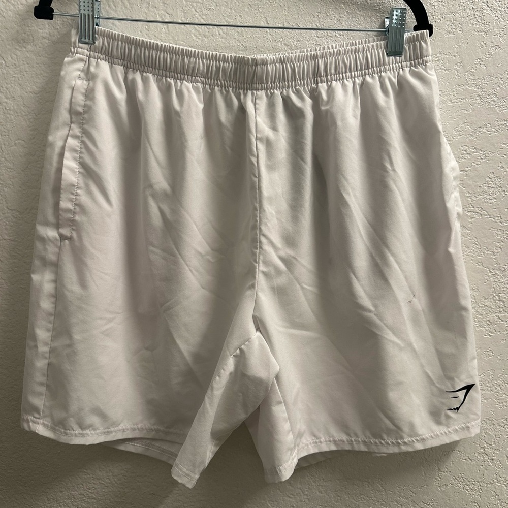 Gymshark White Athletic Shorts with Logo